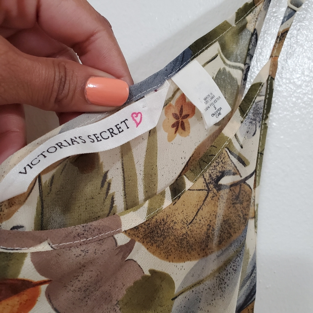 Victoria's Secret Floral Slip Dress in Cream, Brown, Green, Orange - Picture 4 of 7